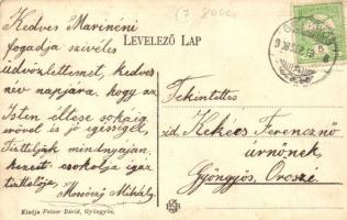 1908 Gyöngyös, Kossuth Lajos utca, sörcsarnok és vendéglő. Feiner Dávid kiadása  (EK)