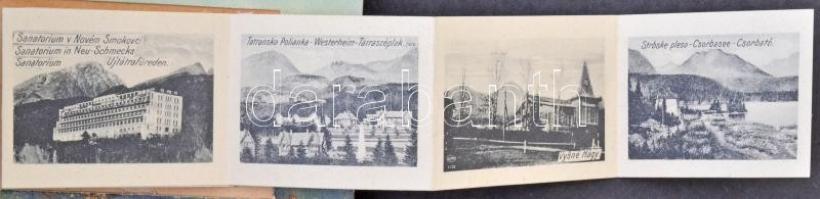 1938 Tátra, Magas-Tátra, Vysoké Tatry; leporellolap belül siklóvasúttal / leporellocard with funicul...