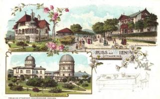 1899 Vienne, Wien XVI. Ottakring, Sternwarte-Villa, Kuffner'sche Sternwarte, Restauration Steinhof / Observatory, villa, restaurant. Art Nouveau, floral, litho