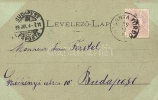 1899 Stubnyafürdő, Stubnianske Teplice; vasútállomás gőzmozdonnyal, este / Bahnhof / railway station...