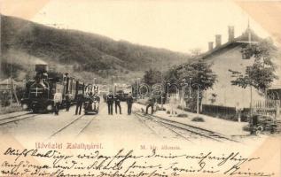1903 Zalatna, Zlatna; vasútállomás gőzmozdonnyal / Bahnhof / railway station with locomotive