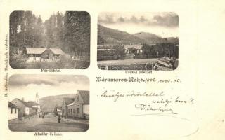 1902 Rahó, Rahau, Rakhiv (Máramaros); fürdőház, Aladár öröme, utcakép. R. Adlerstein kiadása / spa, street view