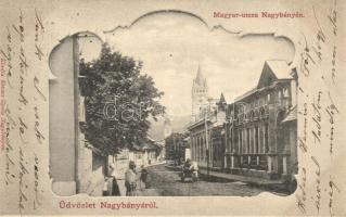 1900 Nagybánya, Baia Mare; Magyar utca / Hungarian street. Art Nouveau