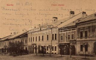 1911 Bártfa, Bardejov, Bardiov; Fő tér, Stern Adolf üzlete, Likőr, rum és cognac gyár. Horovitz M. Ch. kiadása / main square with shops (EK)
