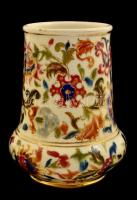 cca 1890 Fischer Ignác korsó, kézzel festett, aranyozott porcelánfajansz, arany festés több helyen l...