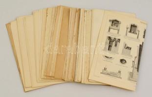 Vegyes nyomtatvány tétel, 78 db, technikai ábrák és illusztrációk a Pallas Nagylexikonból, különféle méretben.