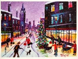 Karácsony a városban, színes nyomat, 36x46 cm