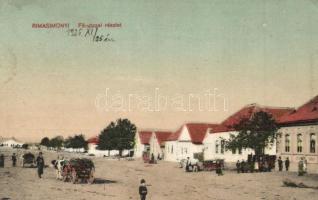 Rimasimonyi, Simonovce; Fő utca ökörszekerekkel / main street with oxen carts (EK)