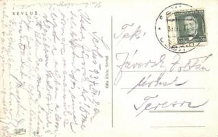 1937 Nagyszőlős, Nagyszőllős, Vynohradiv, Sevlus (Sevljus); utcakép piaccal és villanyoszloppal, ban...