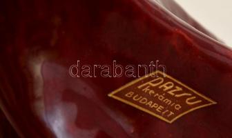 Pazsu kerámia, balerina, kézzel festett máza kerámia, jelzett, kis máz hibákkal, m: 18 cm