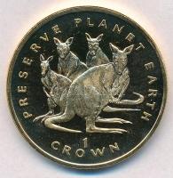 Man-sziget 1994. 1C Cu-Ni "Kenguruk" T:1 Isle of Man 1994. 1 Crown Cu-Ni "Kangaroos" C:UNC Krause KM#385