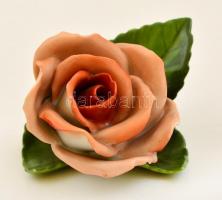 Herendi rózsa, kézzel festett, jelzett, a rózsán apró csorbával, a száron lepattanással, sérüléssel, 9x4x6 cm.