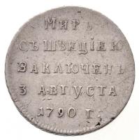 Orosz Birodalom 1790. "II. Katalin / Béke Svédországgal" Ag zseton (4,84g/22mm) T:2,2-  ki...