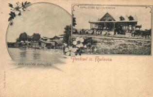 1898 Károlyváros, Karlovac, Carlostadio, Karlstadt; fürdőház és vendéglő / Kupaliste, Restauracija / spa and restaurant. Art Nouveau, floral