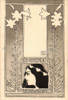 Art Nouveau, floral lady. Serie III. Jacques Philipp, Wien VI. litho s: Leo Kainradl
