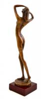 K.m.B jelzéssel: Nő akt figura. Bronz, fa talapzaton, m:29 cm