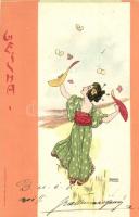 1901 Geisha. Edit. E. Storch, Vienne VI. Imp. Ch. Reisser. litho s: Raphael Kirchner