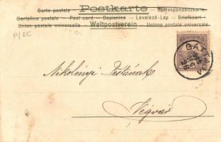 1903 Prosit Neujahr / Clover lady with a glass of champagne. Art Nouveau s: Carl Józsa