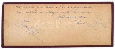 cca 1937-1940 Roggenbauer Károly irodai segédmunkaerő és Romhányi Károly ah. főtiszt névtáblák, az e...