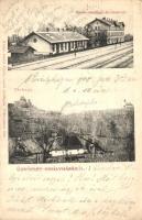 1918 Királyháza, Koroleve; Vasúti vendéglő és tiszti lak, vasútállomás, Várhegy. Kiadja Gödör Gyula / railway station with restaurant and officers house, castle hill (EK)