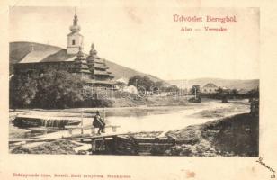 1901 Alsóverecke, Niznije Verecki, Nizsnyi Vorota, Nyzhni Vorota (Bereg); gát és fatemplom / dam and wooden church (EK)