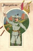 Heuer gehn ma / WWI K.u.K: military art postcard. J. Reiniger No. 720. Art Nouvea, litho (EK)