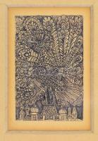 Kass János (1927-2010): 12 db mű. Különféle sokszorosított technika, papír, jelzett, üvegezett keret...