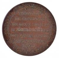 Franciaország 1791. 2S Br kiadó: Monneron fivérek, Párizs T:2 / 
France 1791. 2 Sol Br issuer: Monn...