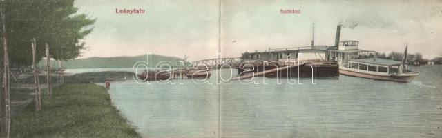 1910 Leányfalu, hajó kikötő. panoramacard, Róth Ede vendéglős kiadása (fl)