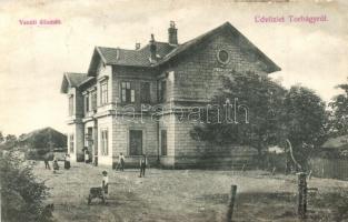 1908 Biatorbágy, Torbágy; Vasútállomás. Beck Ferencz kiadása / Bahnhof / railway station (r)