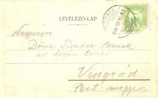 1914 Pudmeric, Gidrafa, Budmerice; utcakép templommal / street view with church  (EK)