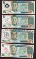 Fülöp szigetek 1986-91. 5P (4x) emlékkiadások, mind klf felülnyomással T:I