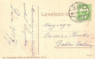 1913 Déva, Fő tér, Hirsch testvérek, Holtzer Károly, Lobstein Vilmos és Szőcs F. Lajos üzlete, lovas...