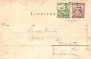Budapest, Lánchíd és Húzógőzös. Kuenstlerpostkarte No. 2314/2598. von Ottmar Zieher - 2 db 1900 előt...