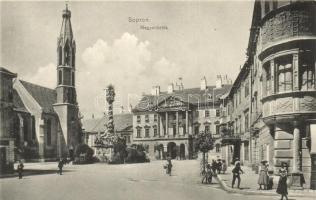 Sopron, Megyeház tér, Szentháromság szobor, templom