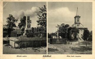 1941 Köbölkút, Gbelce; Hősök szobra, Római katolikus templom / military heroes monument, church (EK)