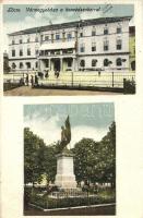 Lőcse, Levoca; Vármegyeháza, Honvéd szobor / county hall, military monument