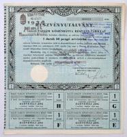 Budapest 1946. Salgó-Tarjáni Kőszénbánya Részvény-Társulat részvényutalványa 30P értékű részvényről, szárazpecséttel és bélyegzéssel, szelvényekkel T:II-,III