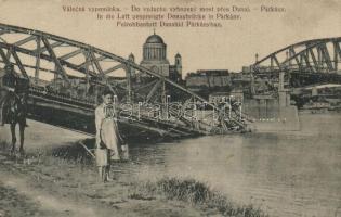 1920 Párkány, Stúrovó, Gockern; Vyhodzeny most do vzduchu / Felrobbantott Duna híd / blown-up bridge + II. polni prapor cs. pes. pluk. cis. 93. 6. setnina (EK)