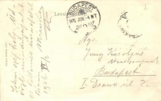 1906 Selmecbánya, Schemnitz, Banska Stiavnica; Kilátás a városra. Joerges / panorama view (gyűrődés ...