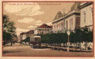 1918 Újvidék, Novi Sad, Neusatz; Törvényszék és villamos / Gerichtsgebäude / tribunal court, tram (EK)