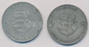 1947. 5Ft Ag "Kossuth" (2x) T:2-,3 patina
