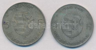 1947. 5Ft Ag "Kossuth" (2x) T:2-,3 patina