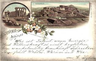 ~1899 Athens, Athína, Athenes; LAcropole, LErechtée. Louis Glaser / Acropolis, Erechtheus. Art Nouveau, floral, litho