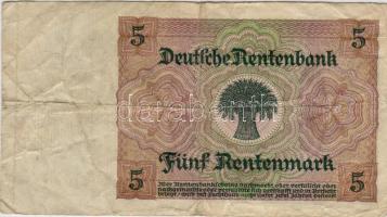 D.Reich, Banknote, 1926, 5 Rentenmark, Erh.: II