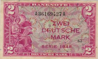 D.Reich Allierte Besetzung, Banknote, 1948, 2 DM, Erh.: II