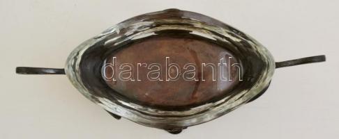 WMF szecessziós ón jardiniere, javított, jelzett (V.J), eredeti hibátlan üvegbetéttel, 30×12 cm, m:1...