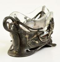 WMF szecessziós ón jardiniere, javított, jelzett (V.J), eredeti hibátlan üvegbetéttel, 30×12 cm, m:1...