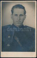cca 1948 ÁVH-s katona fotója, 13×9 cm