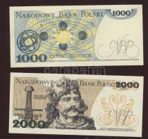 Lengyelország 1982-88(1974-76). 50Zl, 100Zl, 200Zl, 500Zl, 1000Zl teljes sor! T:I + 1982(1977). 2000...